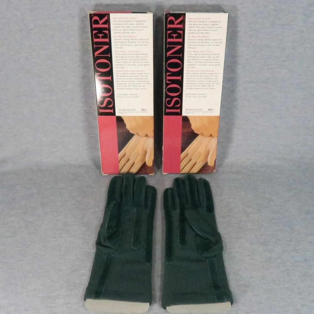 Isotoner Warm Tailored Classic Gloves Forest Knit Stretch Vintage NEW Lot of 2 - Picture 5 of 8
